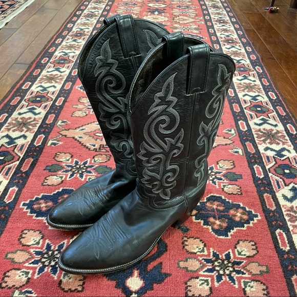 Justin Black Leather Boots - Picture 3 of 9